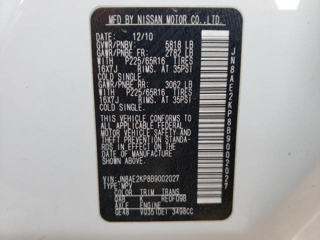 Photo 9 VIN: JN8AE2KP8B9002027 - NISSAN QUEST S 