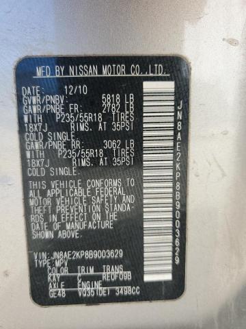 Photo 12 VIN: JN8AE2KP8B9003629 - NISSAN QUEST S 