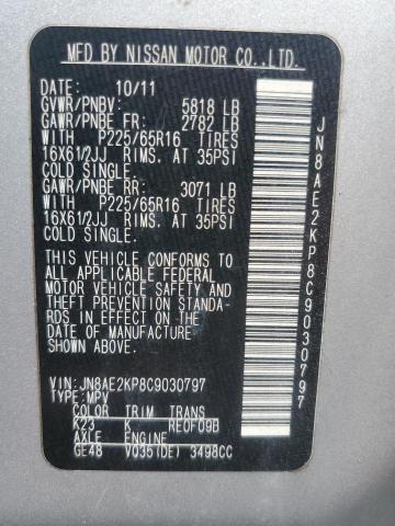 Photo 12 VIN: JN8AE2KP8C9030797 - NISSAN QUEST S 