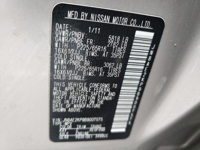 Photo 9 VIN: JN8AE2KP9B9007575 - NISSAN QUEST S 