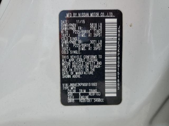 Photo 12 VIN: JN8AE2KP9G9151893 - NISSAN QUEST S 