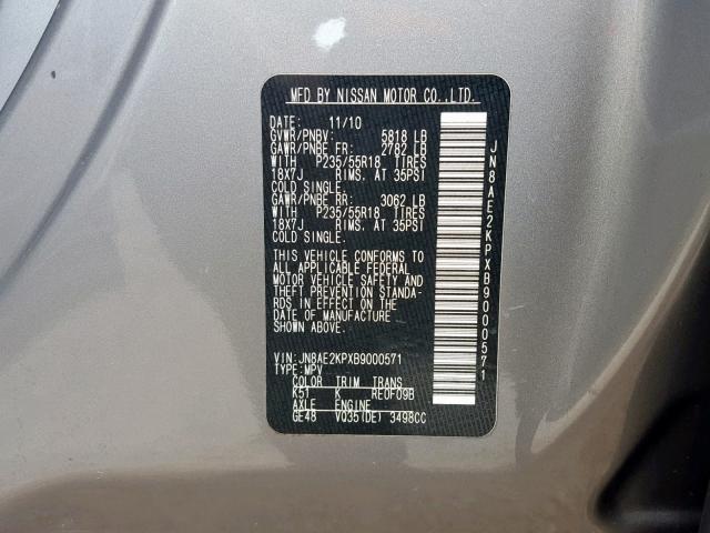 Photo 9 VIN: JN8AE2KPXB9000571 - NISSAN QUEST 