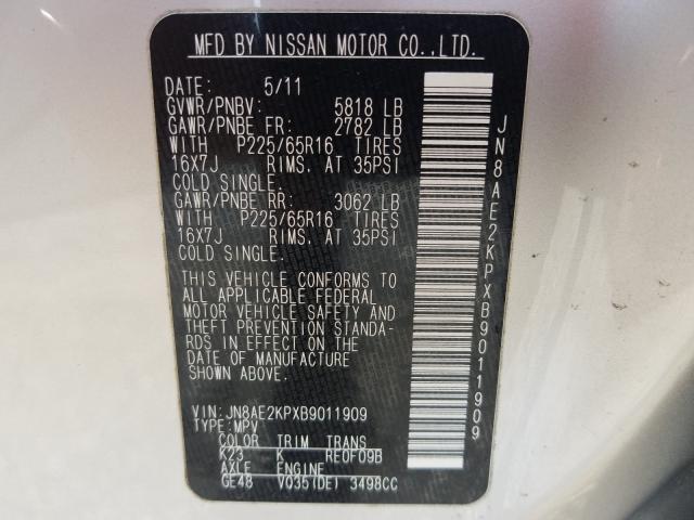 Photo 9 VIN: JN8AE2KPXB9011909 - NISSAN QUEST S 