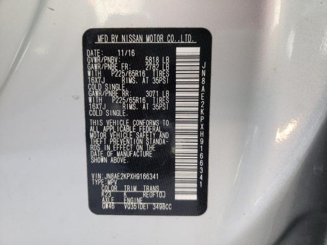 Photo 9 VIN: JN8AE2KPXH9166341 - NISSAN QUEST S 