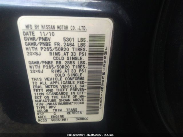 Photo 8 VIN: JN8AS1MU8BM710040 - INFINITI FX35 