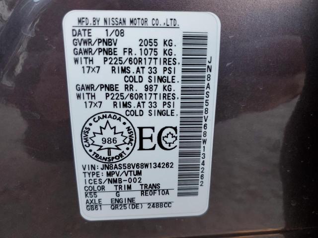 Photo 12 VIN: JN8AS58V68W134262 - NISSAN ROGUE 