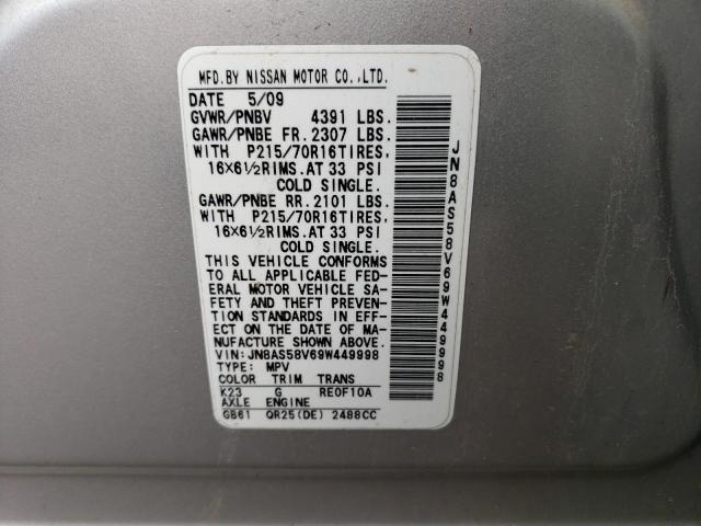 Photo 12 VIN: JN8AS58V69W449998 - NISSAN ROGUE 