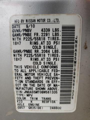 Photo 9 VIN: JN8AS5MT0BW561335 - NISSAN ROGUE S 