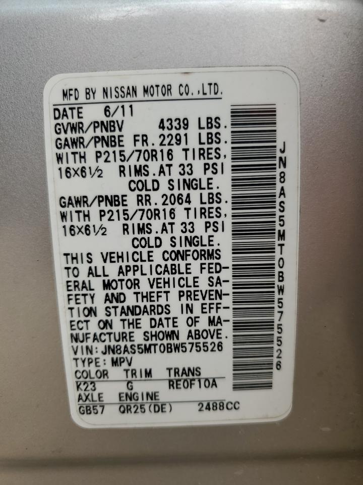 Photo 12 VIN: JN8AS5MT0BW575526 - NISSAN ROGUE 