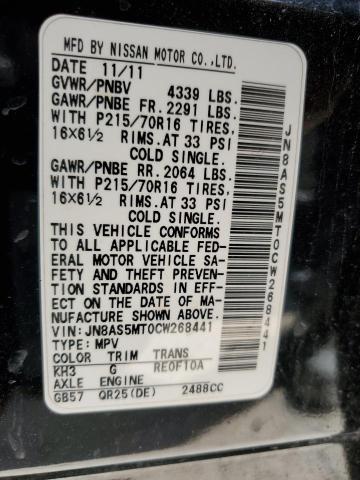 Photo 12 VIN: JN8AS5MT0CW268441 - NISSAN ROGUE 