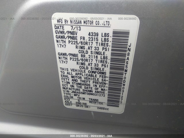 Photo 8 VIN: JN8AS5MT0DW031272 - NISSAN ROGUE 