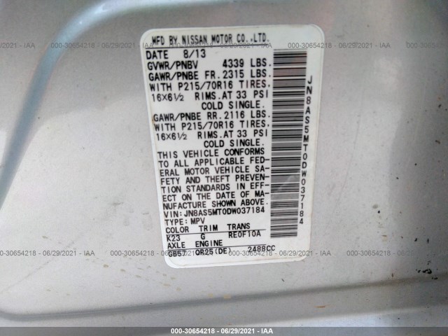 Photo 8 VIN: JN8AS5MT0DW037184 - NISSAN ROGUE 