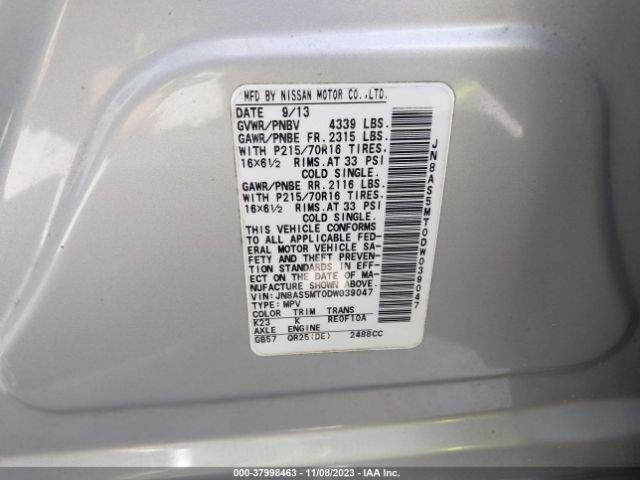 Photo 8 VIN: JN8AS5MT0DW039047 - NISSAN ROGUE 