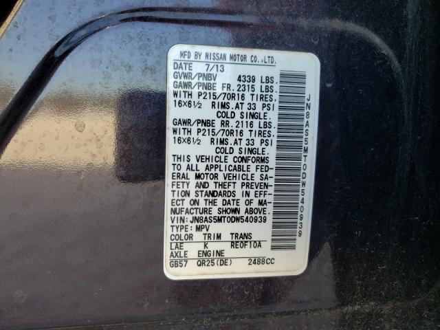 Photo 9 VIN: JN8AS5MT0DW540939 - NISSAN ROGUE S 