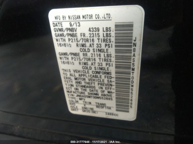 Photo 8 VIN: JN8AS5MT0DW552685 - NISSAN ROGUE 