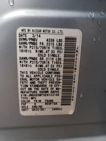 Photo 12 VIN: JN8AS5MT0EW103198 - NISSAN ROGUE SELE 