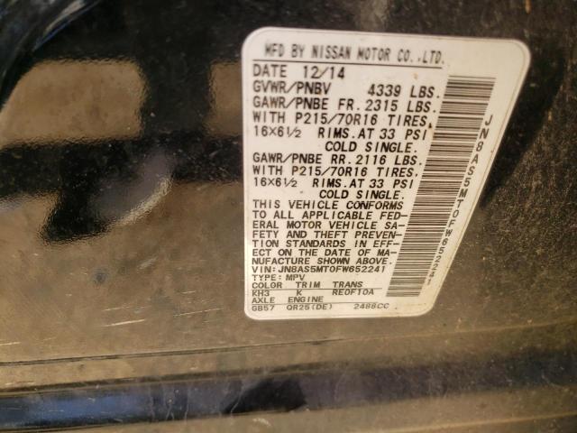 Photo 9 VIN: JN8AS5MT0FW652241 - NISSAN ROGUE SELE 