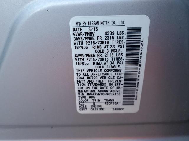 Photo 13 VIN: JN8AS5MT0FW659156 - NISSAN ROGUE SELE 