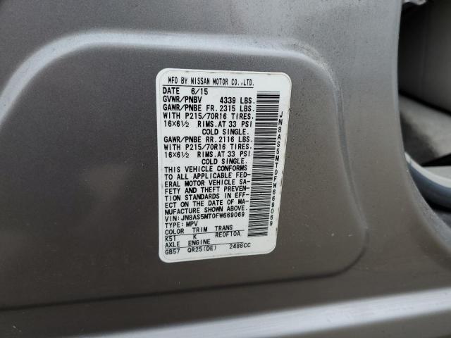 Photo 12 VIN: JN8AS5MT0FW669069 - NISSAN ROGUE SELE 