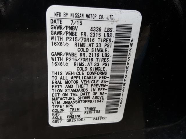 Photo 9 VIN: JN8AS5MT0FW671047 - NISSAN ROGUE SELE 