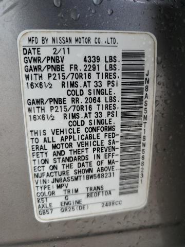 Photo 12 VIN: JN8AS5MT1BW568231 - NISSAN ROGUE S 