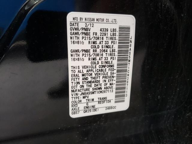 Photo 12 VIN: JN8AS5MT1CW287113 - NISSAN ROGUE 