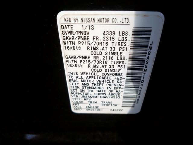 Photo 9 VIN: JN8AS5MT1DW524393 - NISSAN ROGUE S 