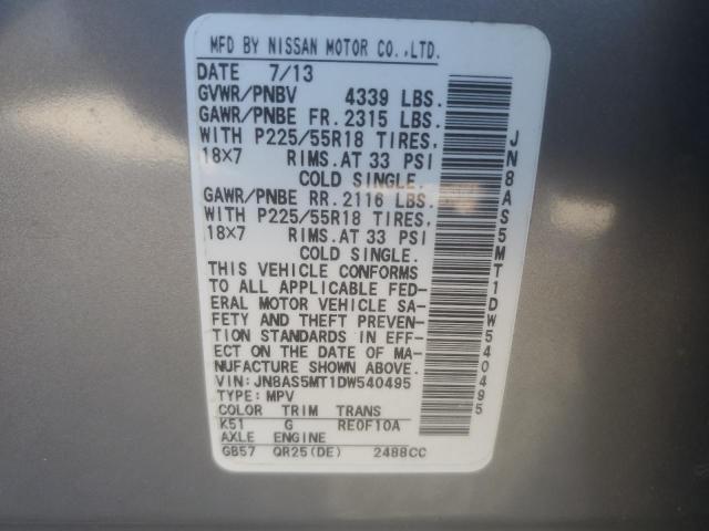 Photo 12 VIN: JN8AS5MT1DW540495 - NISSAN ROGUE S 