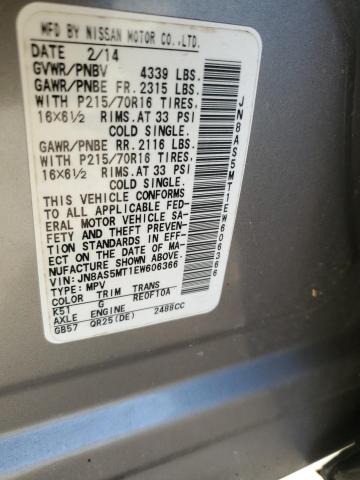 Photo 12 VIN: JN8AS5MT1EW606366 - NISSAN ROGUE SELE 