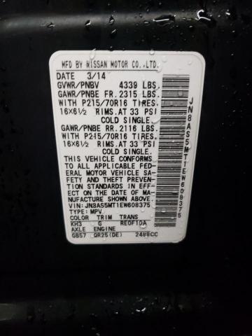 Photo 12 VIN: JN8AS5MT1EW608375 - NISSAN ROGUE SELE 