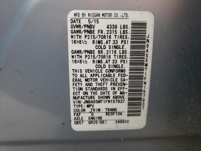 Photo 12 VIN: JN8AS5MT1FW157837 - NISSAN ROGUE SELE 