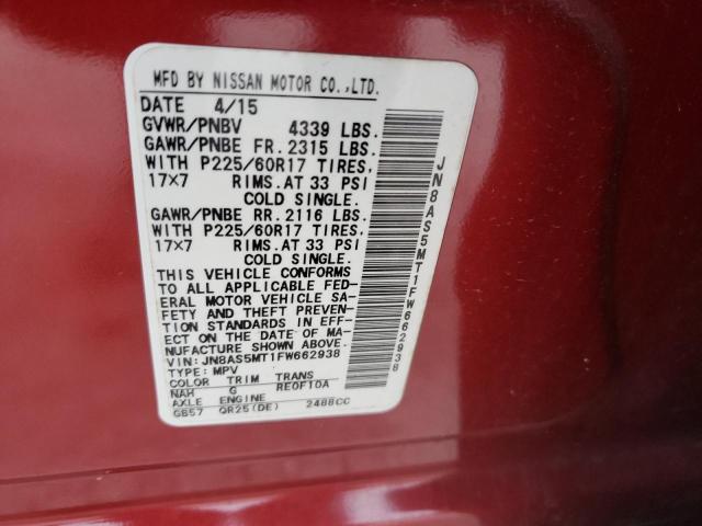 Photo 9 VIN: JN8AS5MT1FW662938 - NISSAN ROGUE SELE 