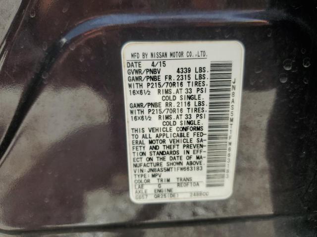 Photo 12 VIN: JN8AS5MT1FW663183 - NISSAN ROGUE SELE 