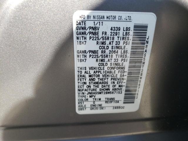 Photo 13 VIN: JN8AS5MT2BW567153 - NISSAN ROGUE S 