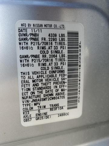 Photo 12 VIN: JN8AS5MT2CW604705 - NISSAN ROGUE S 