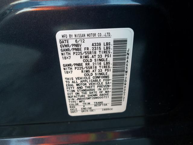 Photo 9 VIN: JN8AS5MT2DW000721 - NISSAN ROGUE S 