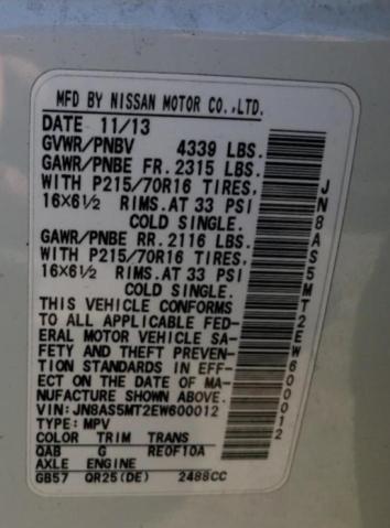 Photo 12 VIN: JN8AS5MT2EW600012 - NISSAN ROGUE 