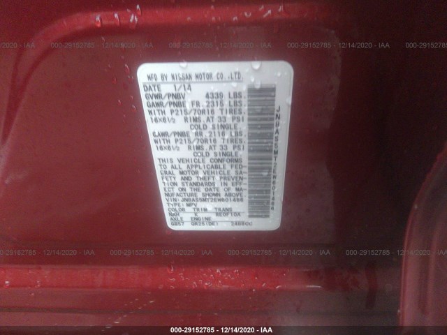 Photo 8 VIN: JN8AS5MT2EW601466 - NISSAN ROGUE SELECT 