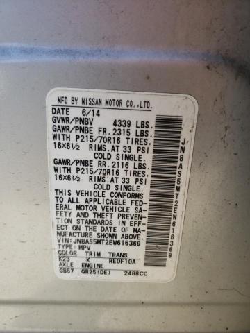 Photo 13 VIN: JN8AS5MT2EW616369 - NISSAN ROGUE SELE 