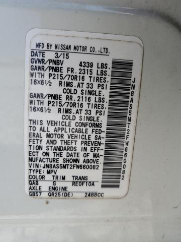 Photo 12 VIN: JN8AS5MT2FW660082 - NISSAN ROGUE SELE 