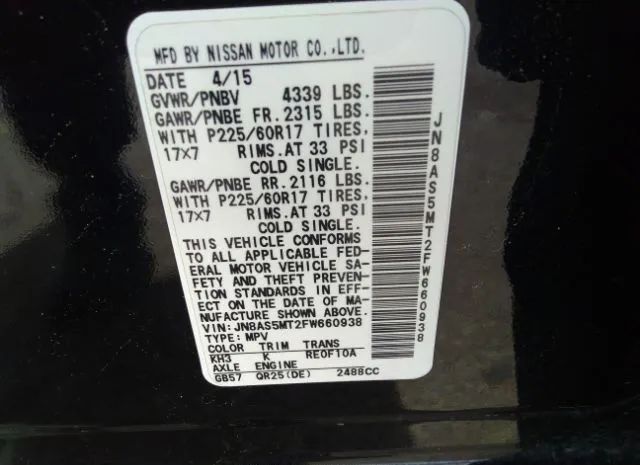 Photo 8 VIN: JN8AS5MT2FW660938 - NISSAN ROGUE SELECT 