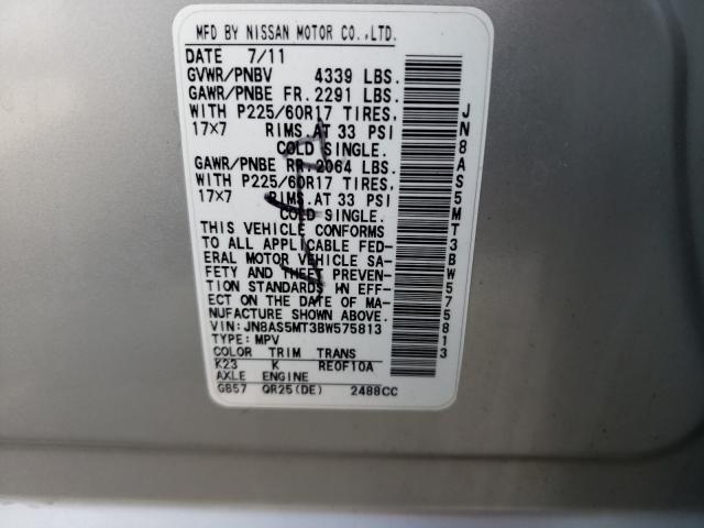 Photo 9 VIN: JN8AS5MT3BW575813 - NISSAN ROGUE S 