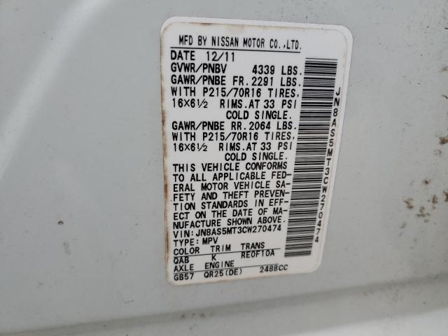 Photo 11 VIN: JN8AS5MT3CW270474 - NISSAN ROGUE 