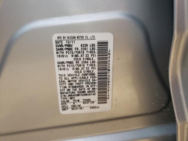 Photo 9 VIN: JN8AS5MT3CW604146 - NISSAN ROGUE S 