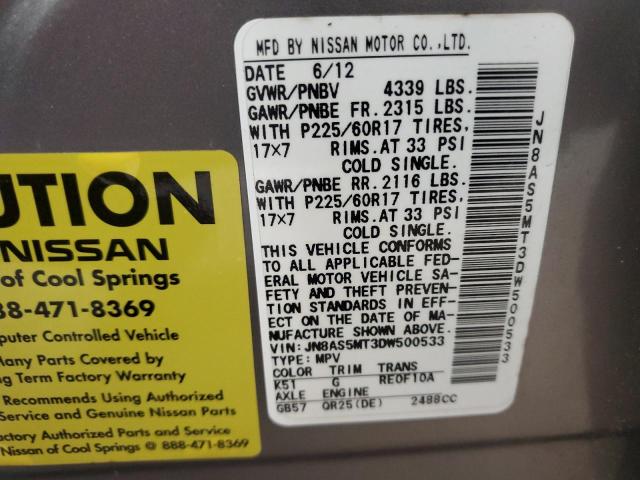 Photo 13 VIN: JN8AS5MT3DW500533 - NISSAN ROGUE 