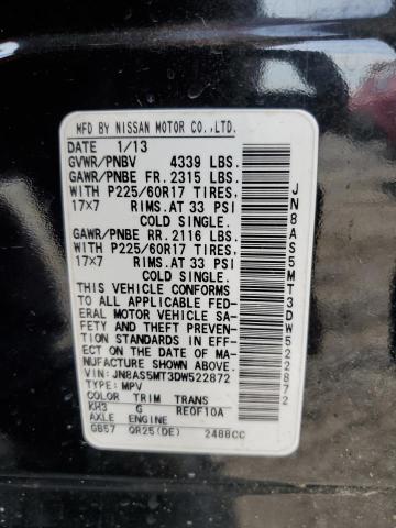 Photo 12 VIN: JN8AS5MT3DW522872 - NISSAN ROGUE S 