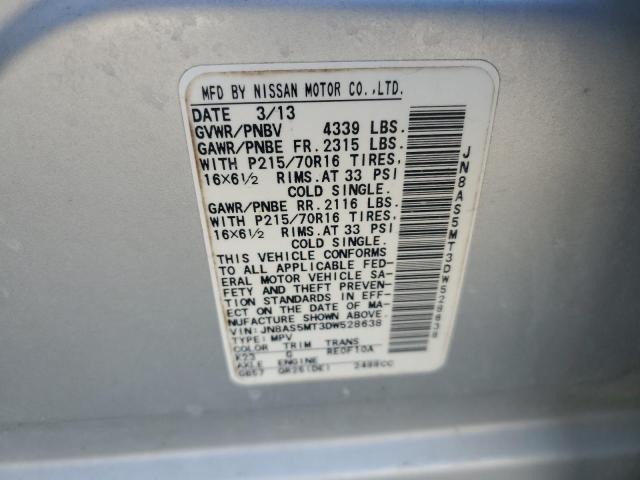 Photo 11 VIN: JN8AS5MT3DW528638 - NISSAN ROGUE S 