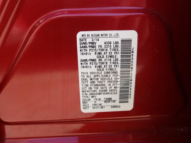 Photo 9 VIN: JN8AS5MT3EW604263 - NISSAN ROGUE SELE 