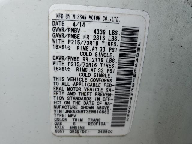 Photo 13 VIN: JN8AS5MT3EW610662 - NISSAN ROGUE SELE 