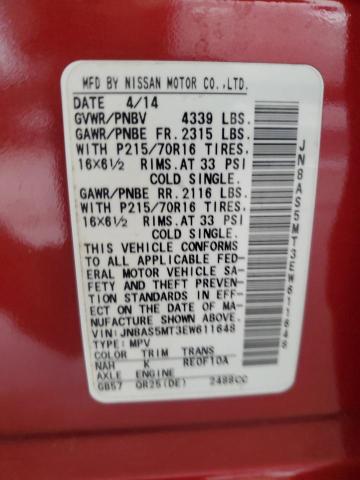 Photo 12 VIN: JN8AS5MT3EW611648 - NISSAN ROGUE SELE 